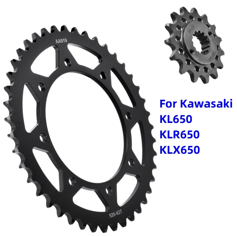 520-15T/43T Motor Front Rear Star Chain Wheel Sprocket for Kawasaki KL650 KLR650 KLX650 KL KLR KLX 650 1990-2015 2016 2017 2018