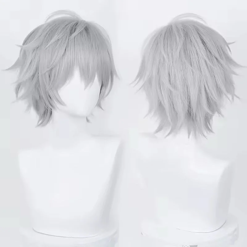 Kaworu Nagisa Cosplay Wig Anime EVA Short Silver Grey Neon Genesis Evangelion