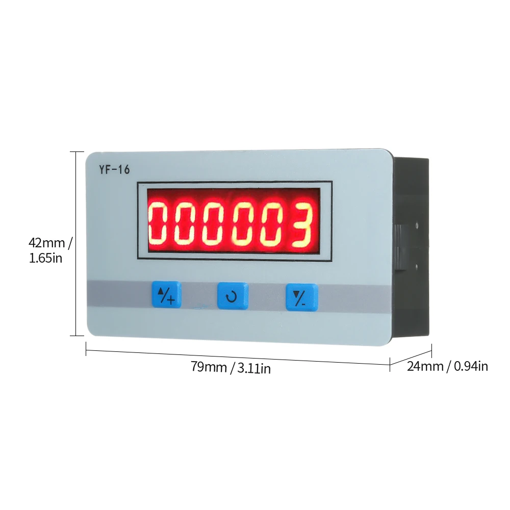 Mini LED Digital Counter Module DC/AC5V~24V Electronic Totalizer with NPN and PNP Signal Interface 1~999999 Times Counting Range