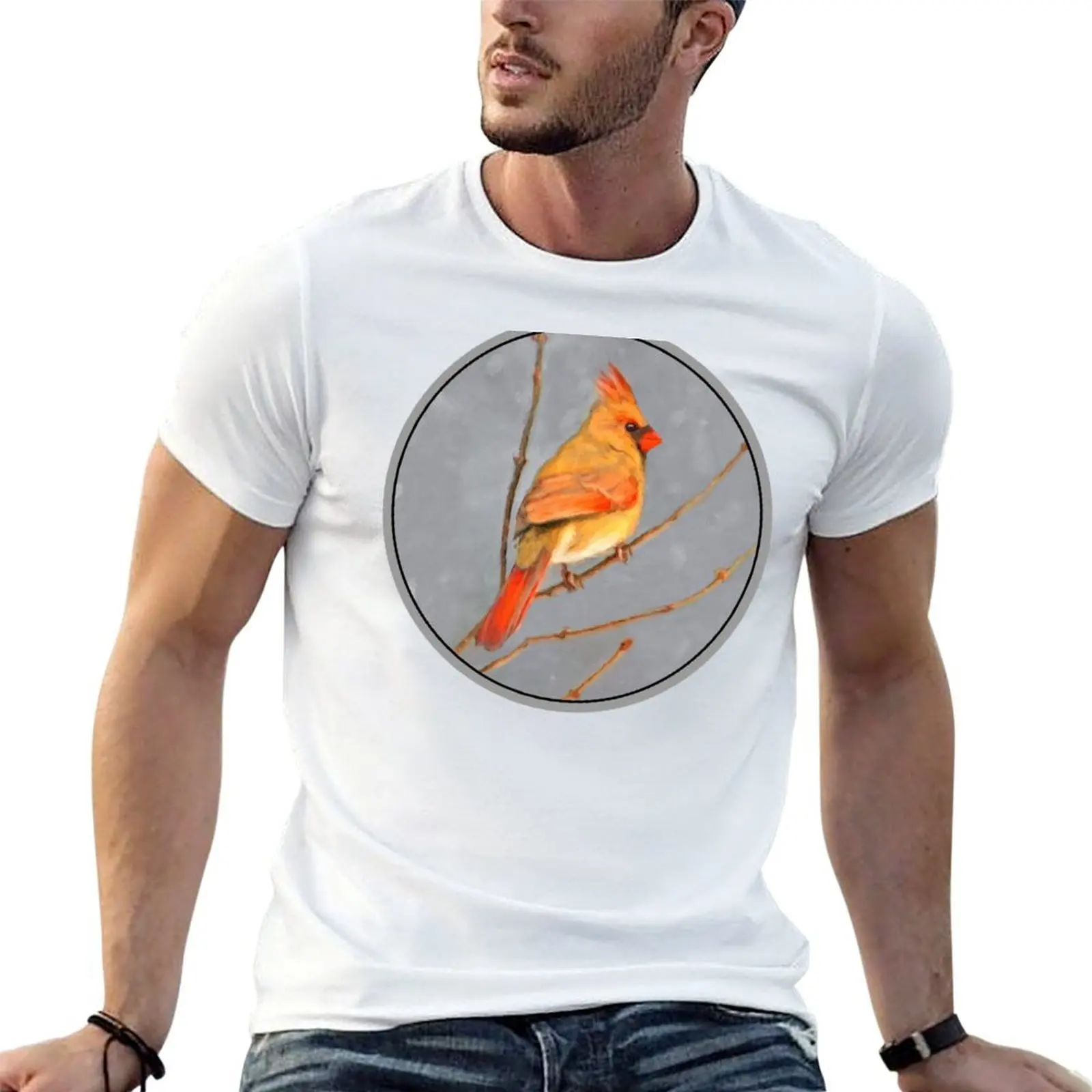 

Cardinal on Branch T-Shirt essential t shirt t shirts for man cotton t shirt man designer T-shirt