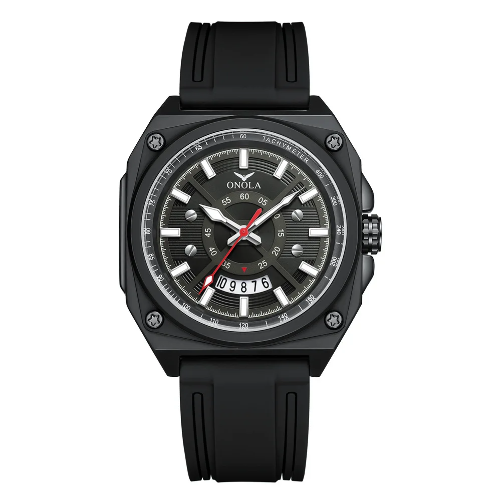 Korean Fashion Square Men's Quartz Watch Waterproof Strap Popular Style Timepiece Accessory for Active Lifestyle