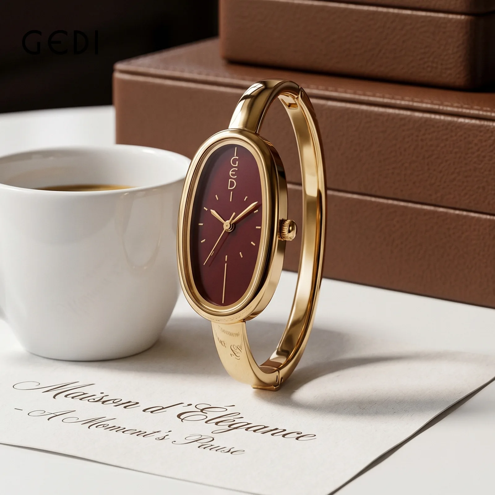 NEW Elliptical Bracelet Women's Light Luxury High End Watch Waterproof Retro Gold Quartz wristwatch