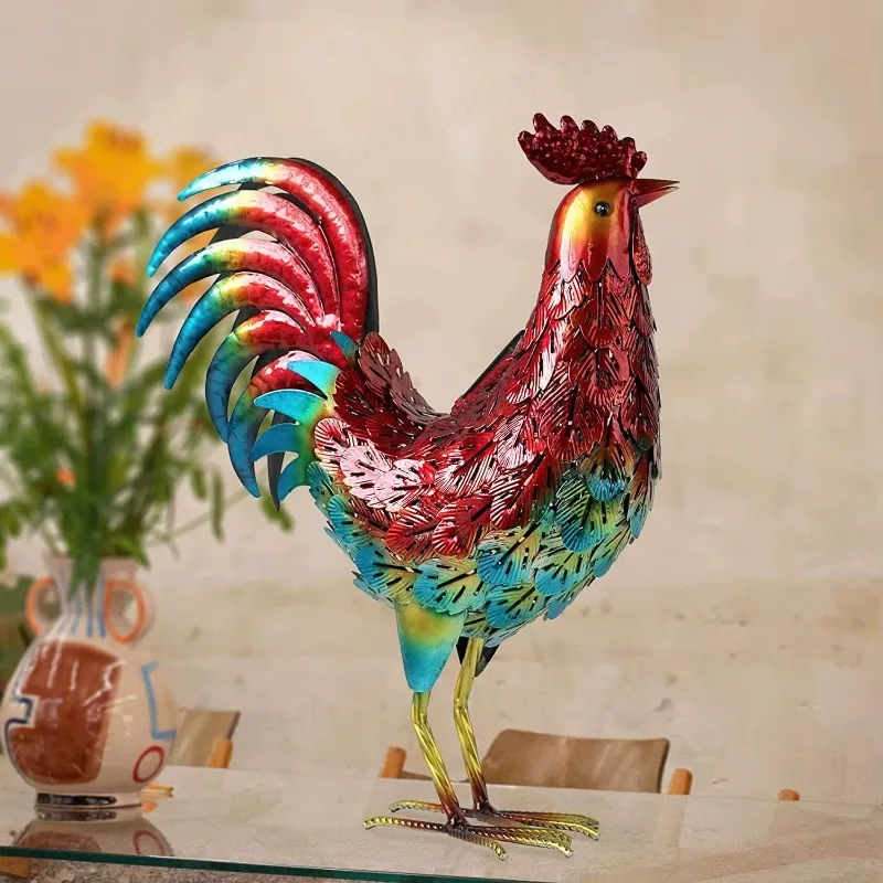 Solar‑Powered Metal Rooster Animal Light Garden Sculpture Art Decoration for Outdoor Yard Lawn Patio