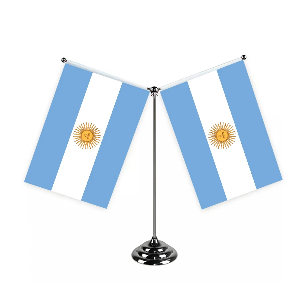 Aerlxemrbrae Metal Stand  14x21cm  Office Desk Flag of   Argentina Flag  Argentine National Banner Desk Ornaments