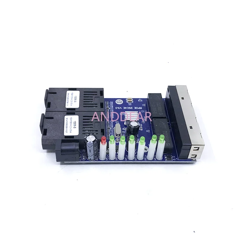 Przejściówka Ethernet do Fiber 4 RJ45 2 SC optyczny Media konwerter jednomodowy Port światłowodowy PCB 10/100M/1000M