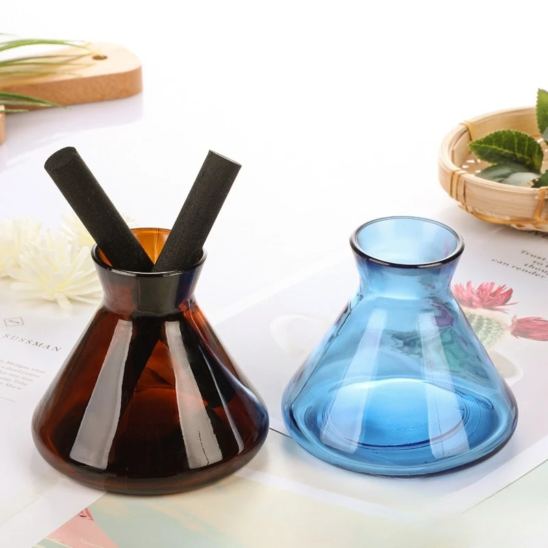 2026 Colorful Horn Shaped Aroma Diffuser Bottle Conical Glass Essential Oil Bottle Home Perfume Decor