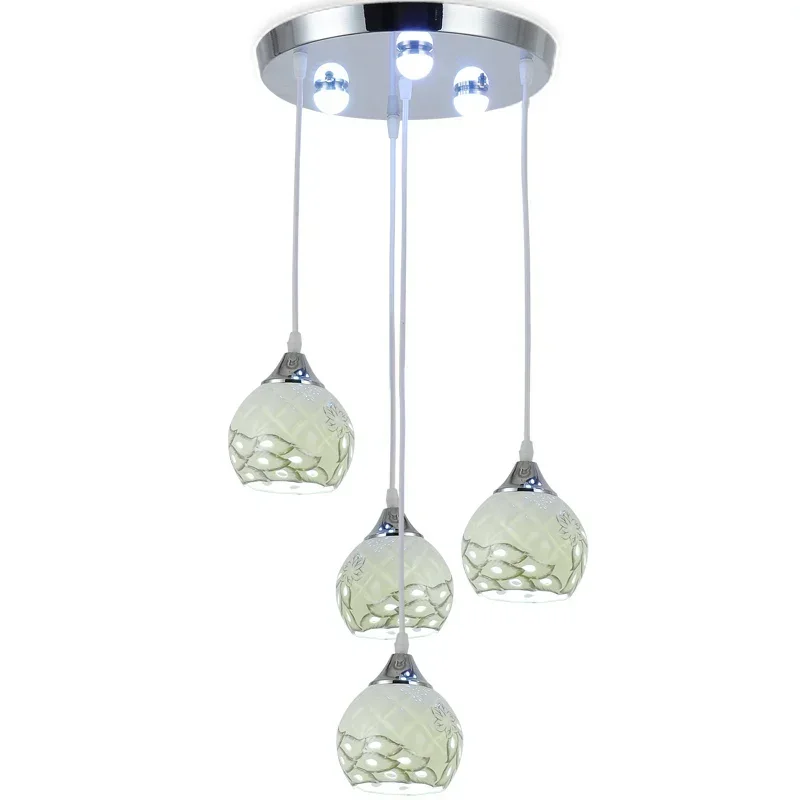 Painted ceramic chandelier restaurant light Modern simple three-head four-head dining room light Pastoral Chinese warm