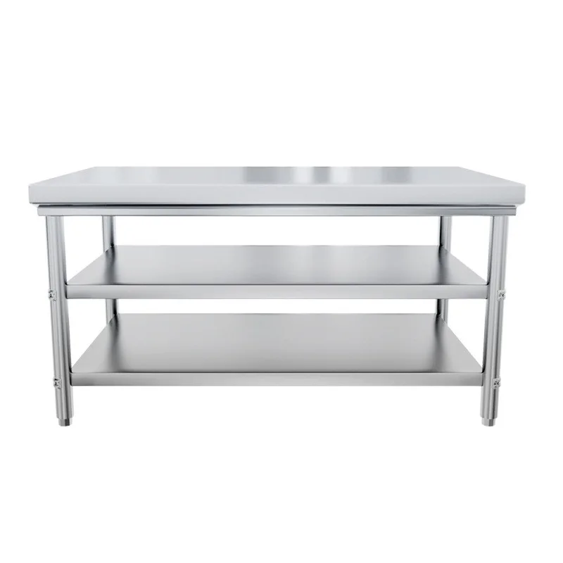 Thickened 304 stainless steel workbench Hotel kitchen workbench Baking kneading dough cutting vegetable table Rectangle custom