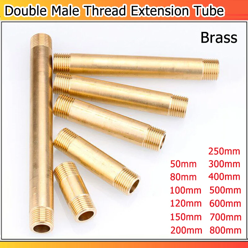 

1pcs Brass Thickening Double Male Thread Extension Tube Water Pipe Adapter Faucet Extension Accessories 1/2" Length: 50~800mm