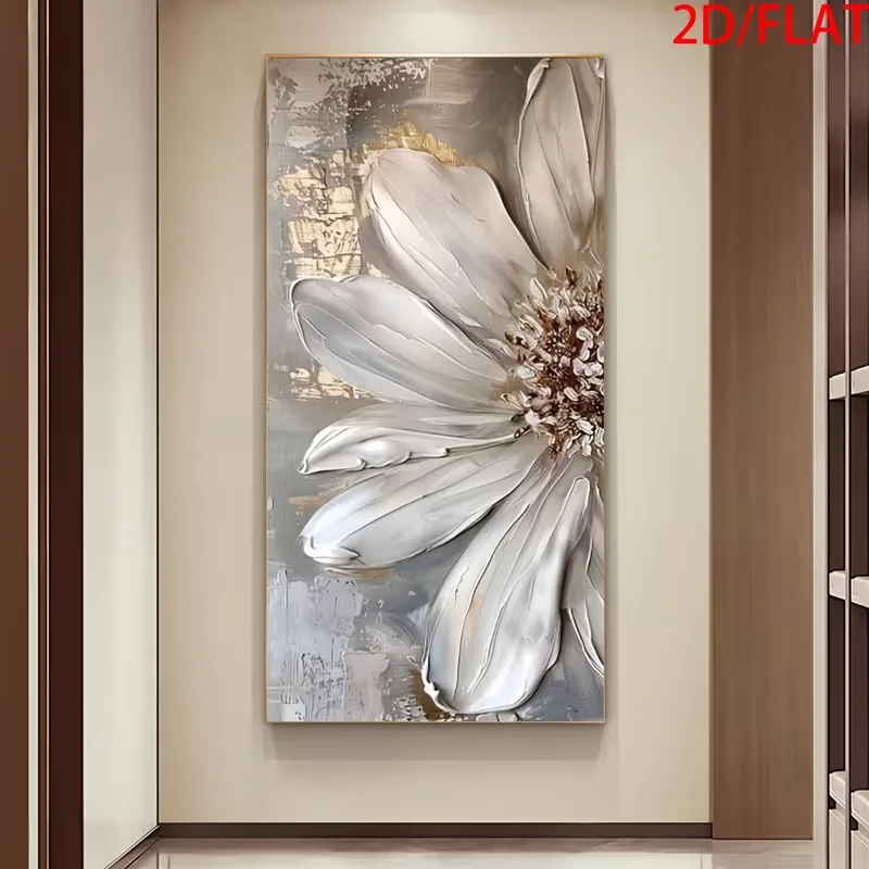 2D Flat, 2D Flat, 2D Flat Two-Dimensional Flat, Frameless, Various Sizes of Beige And Golden Floral Designs, Hand-Painted Oil Ar