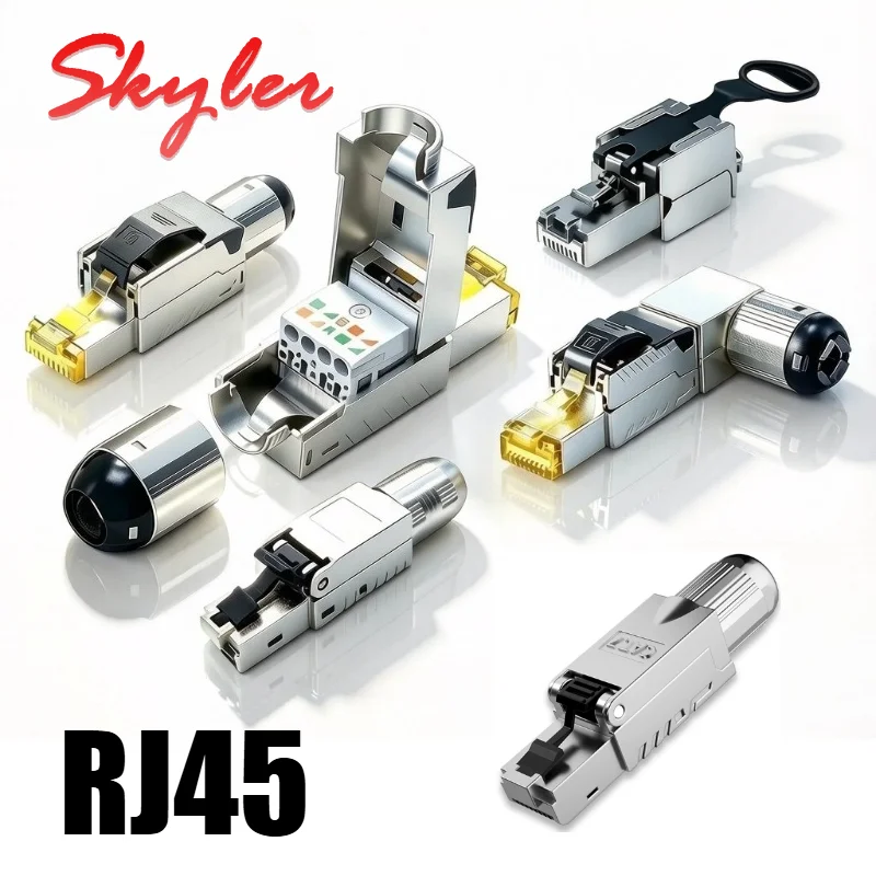 Industrial RJ45 8Pin Pressure Free Crystal Head Netwrok Connector 4Pin Profinet/EtherCat Servo Plug Shielded Earthquake-proof