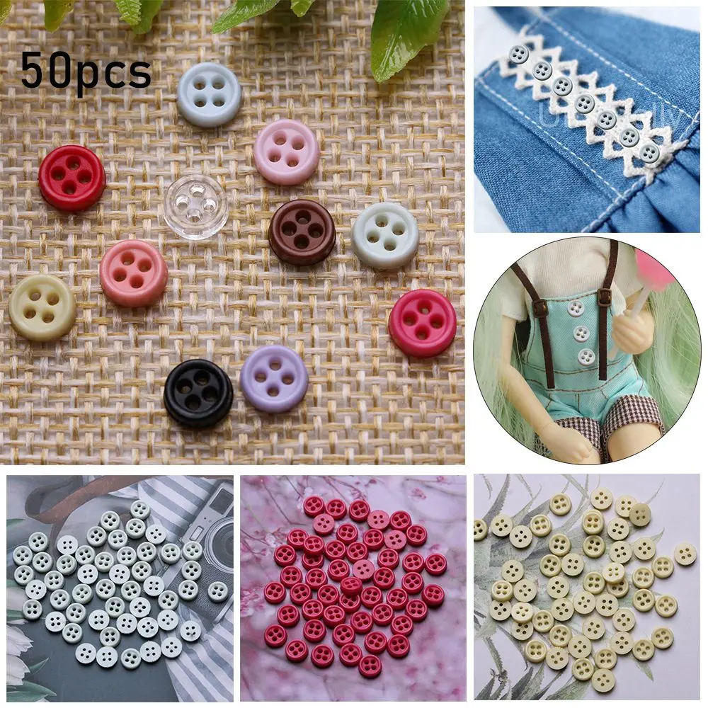 50pcs Cute Girl Gift Accessories Dollhoues Miniature DIY Doll Clothes Plastic Buckles Mini Buttons Clothing Sewing Buckle