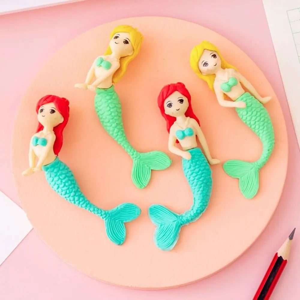 2 قطعة الكرتون لطيف حورية البحر المطاط ممحاة طالب تعلم القرطاسية مدرسة فتاة طالب مسح تصحيح لوازم