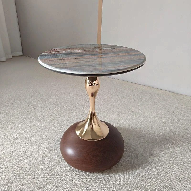 Walnut edge sofa few Italian simple round coffee table round balcony light luxury