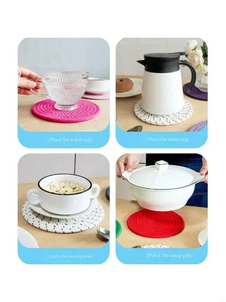 

Set of 3 Cotton Rope Hot Plates Mats Nonslip Surfaces Protectors for Home Use C7AC