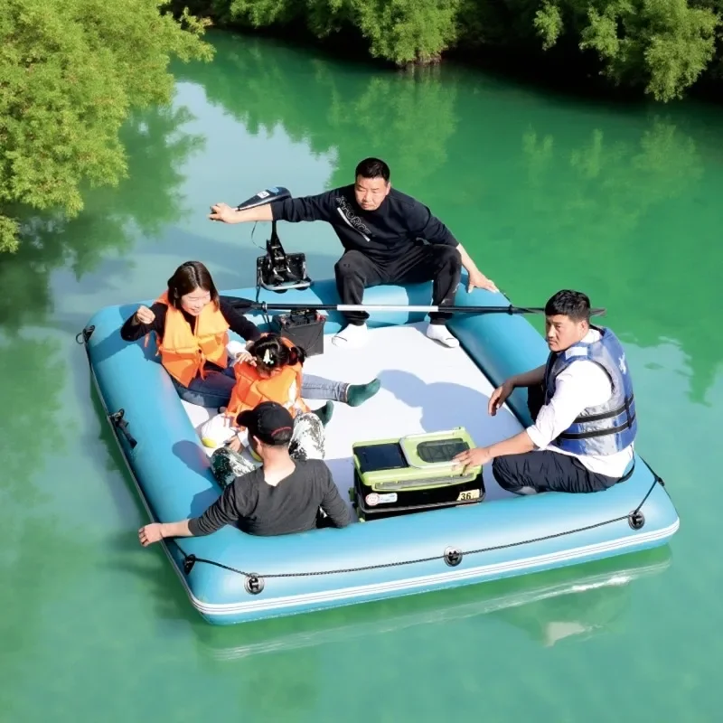 Water inflatable floating platform fishing boat, mobile fishing platform, Luya net flat boat, plus fence magic carpet air