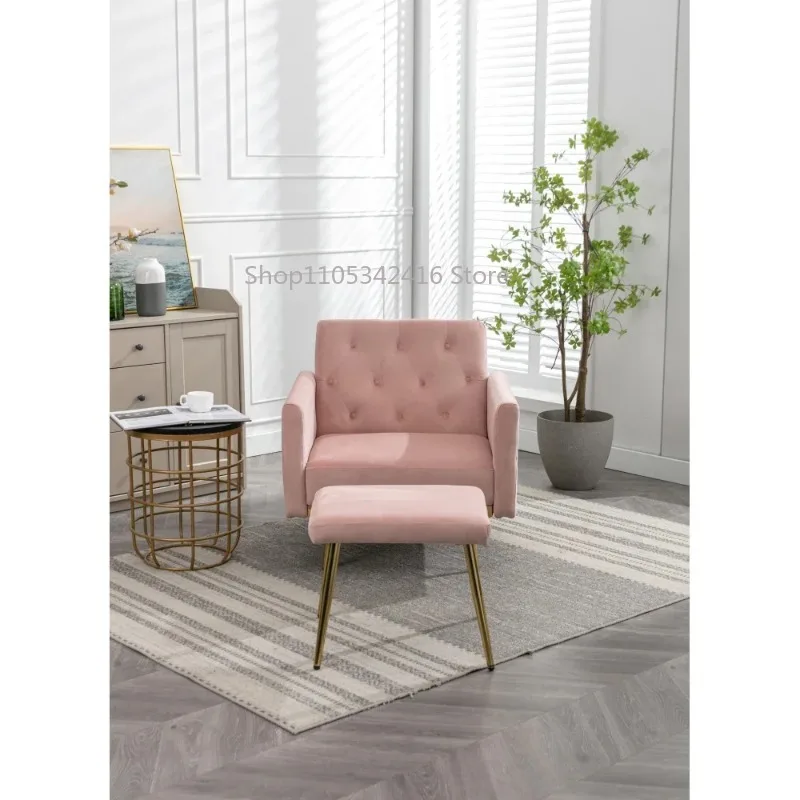 Velvet Accent Chair with Adjustable Armrests & Backrest, Button Tufted Single Recliner Lounge Chair