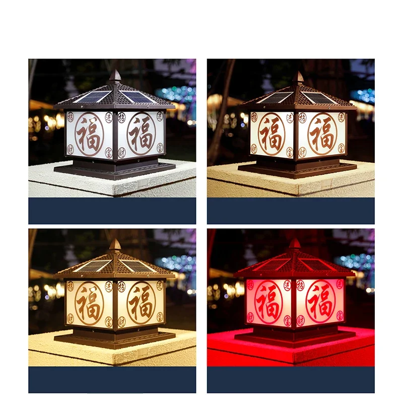 KARLOS Solar Post Lamp LED Outdoor Creative Bronze Pillar Lights Waterproof IP65 for Home Villa Porch Courtyard Decor