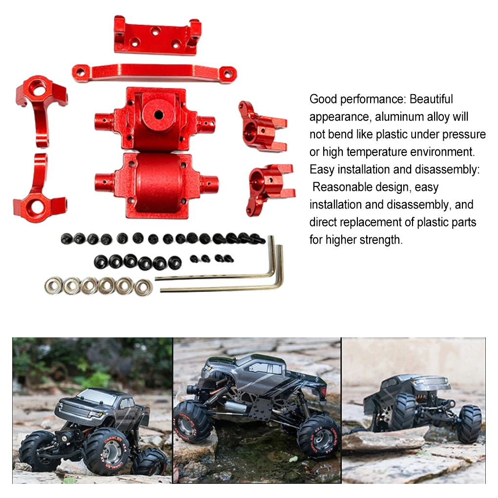 

RCGOFOLLOW Aluminum Alloy CNC Machined Front Rear Portal Axle DIY Kit Durable Rc Front Rear Portal Axle DIY Kit For 1/24 HBX