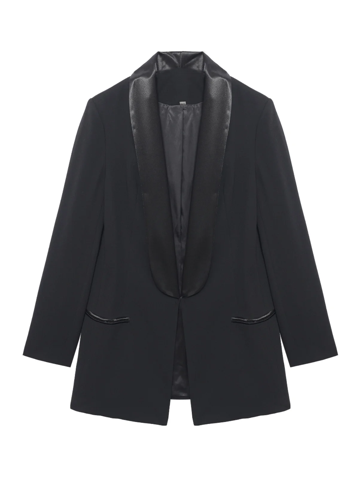 

Новый женский простой повседневный ацетатный костюм Ele Faion высокого класса с ячменным воротником Jaet Street Sle, длинный костюм прямого кроя...