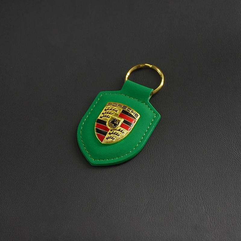 LLavero de cuero con escudo para coche, regalo para hombres y mujeres, llavero con cordón, joyería para Porsche 911 Cayenne Cayman Panamera Macan Taycan Boxster