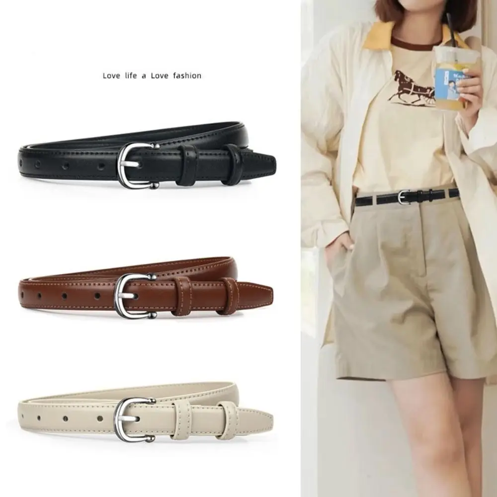 

Alloy Buckle Leather Fashion Belt Slender Adjustable PU Leather Waist Belt Strap Korean Version Korean Style Waistband