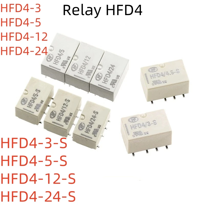 2PCS HFD4-3V 5V 12V 24V 8Pin DIP Relay SR HFD4-3-S HFD4-4.5-S HFD4-5-S HFD4-12-S HFD4-24-S SMD 2A HFD4 Relay