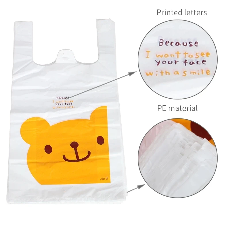 50 Pcs plastic Bag Cute Tote Bag Convenience Storeb Cartoon Gift with Bag Gift Bag Bundle Retail Bags Shopping Bags with Handles