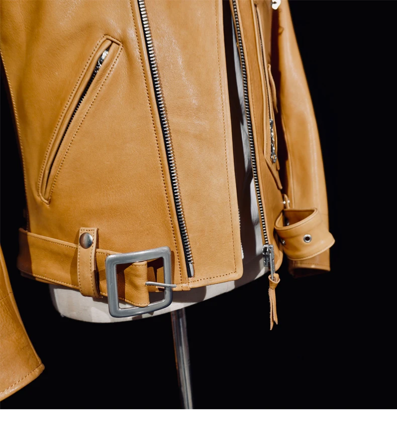سترة Tailor Brando الأمريكية الكلاسيكية المصبوغة بالماء من جلد الغزلان الكلاسيكي المزدوج Rider J24 للدراجات النارية من الجلد الطبيعي #5
