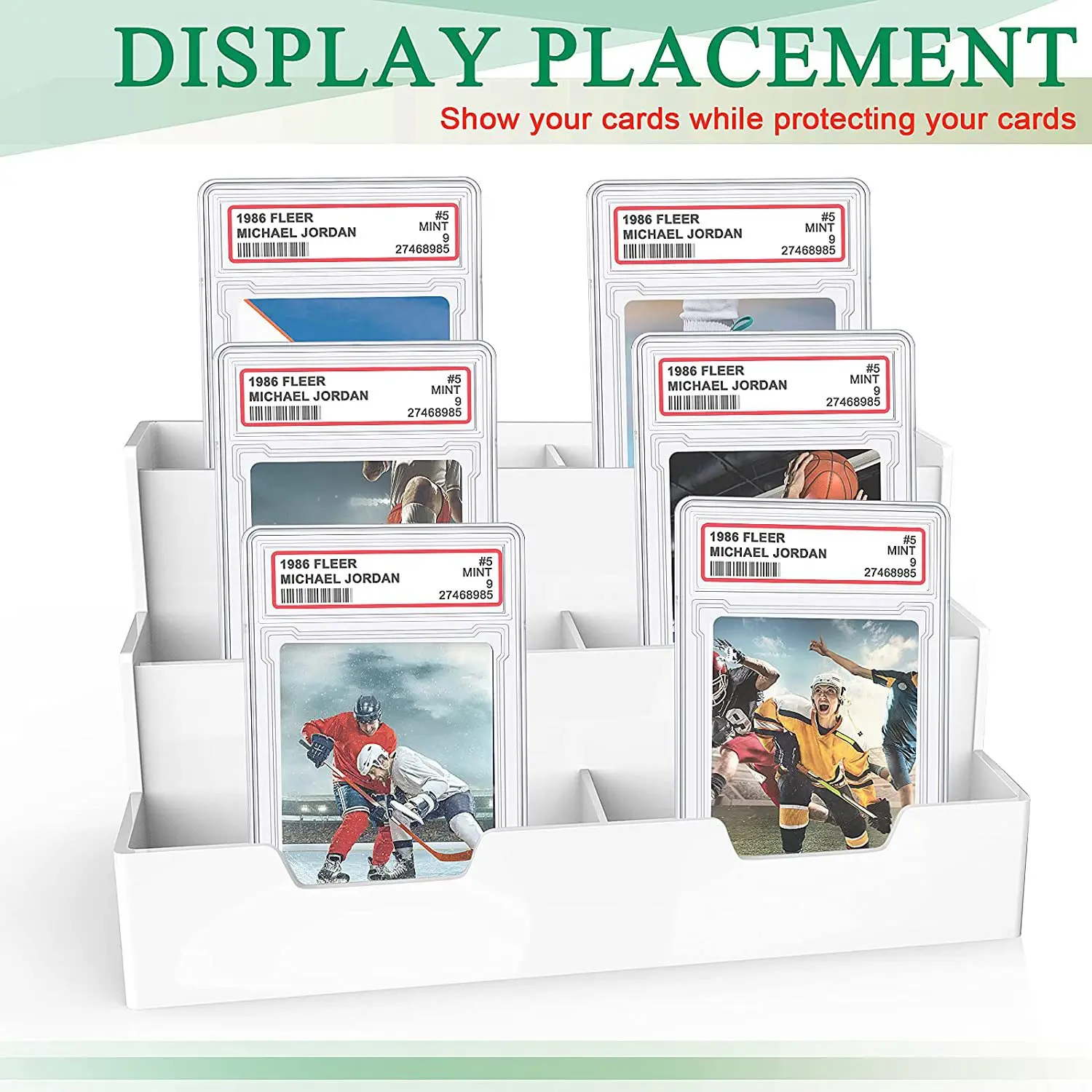 10 Pcs Trading Cards Protector Case Acrylic Clear Graded Card Holders with Label Position Hard Card Sleeves