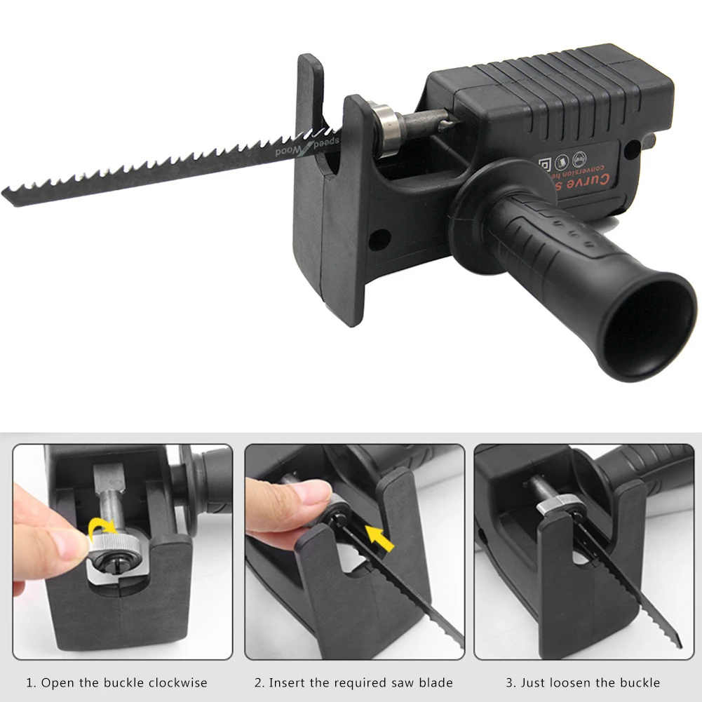 Imagem -02 - Portátil Alternativo Saw Adapter com Saw Blade Conversor de Broca Elétrica Jig Saw Acessório para Madeira Metal Plásticos Corte