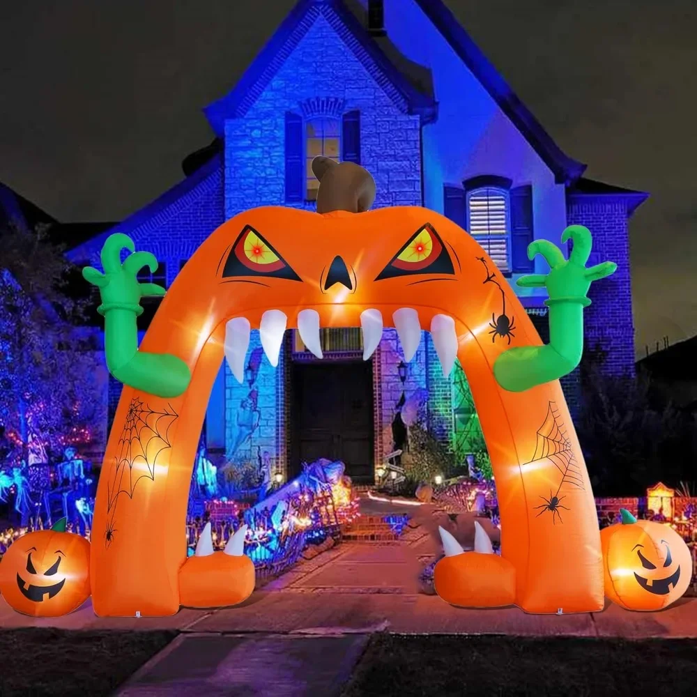 

Halloween Decorations 13 FT(L) x 10 FT(H) Inflatable Lighted Pumpkin Archway, Giant Jack-O-Lantern Lawn Arch with Build