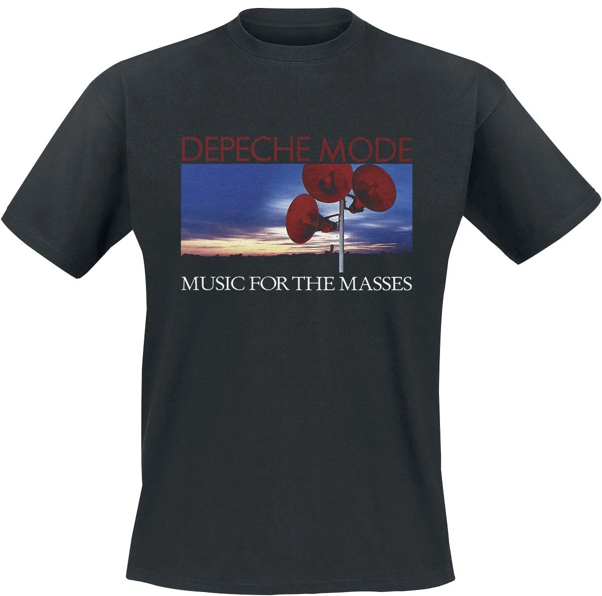 

Depeche Mode Music for The Masses T-Shirt Men's Black Rock Band Graphic Tee Electronic Rock Style Casual Top