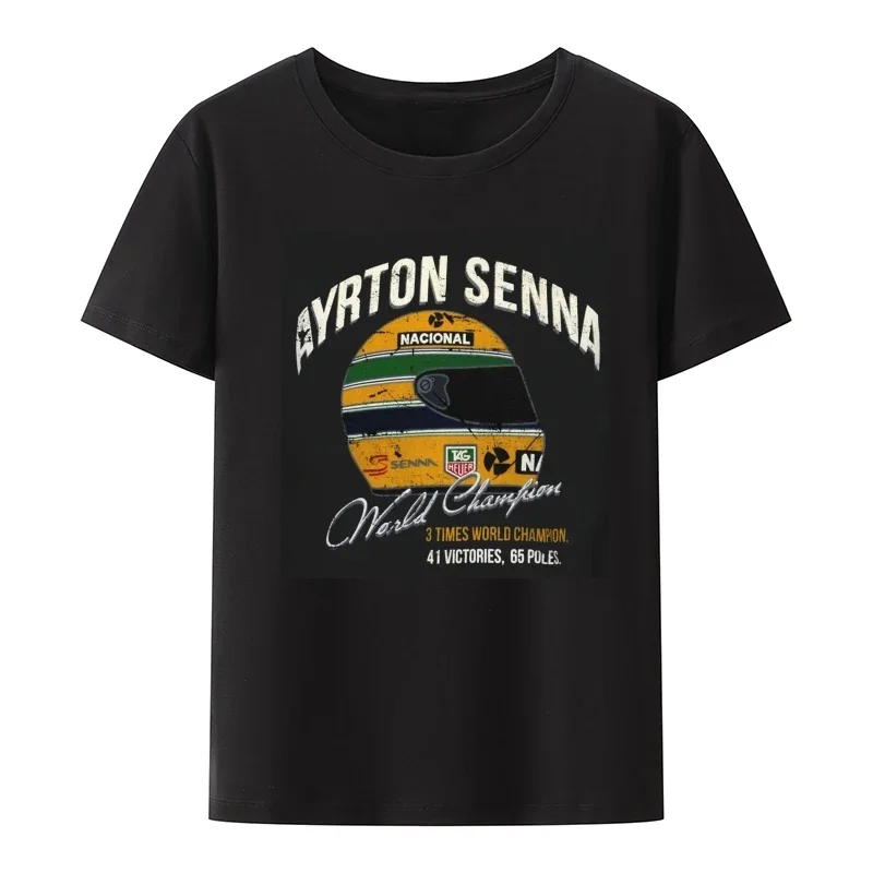 Ayrton Senna Print T-Shirt Vintage World Championship Casual Tops Unisex Short Sleeve Humor Street Fashion Style Cool Camisetas