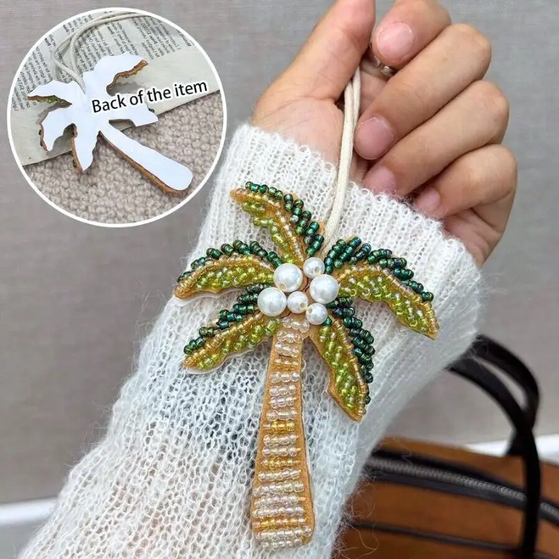 

Coconut Tree Crystal Applique Patch Key Chain 3D Marine Life Rhinestone Beaded Bag Charm Pendant Jewelry Palm Trees Lanyard