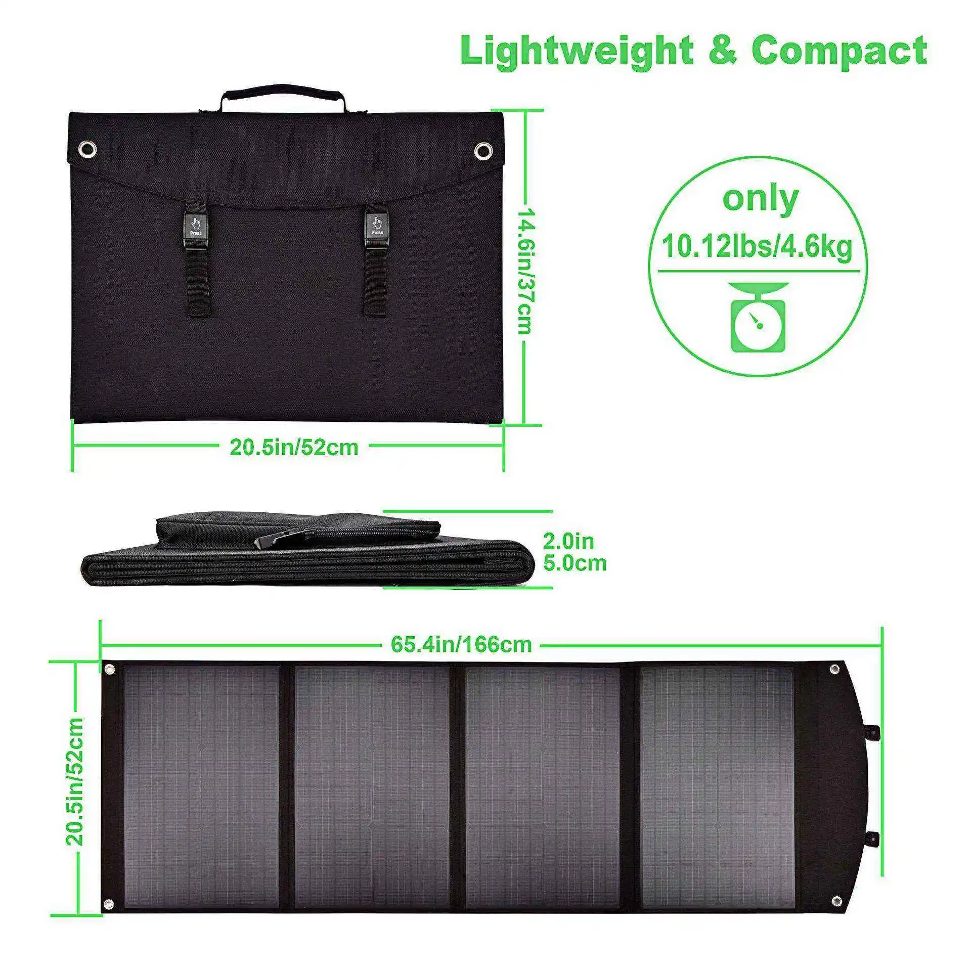 Solar Foldable Solar Panel Charger for Jackery Rockpal Goalzero Suaoki Power Station Generator with QC3.0 USB Ports