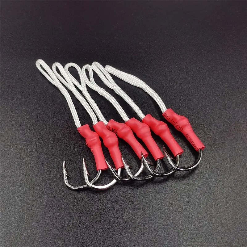 

2pcs Fishing Carbon Stainless Steel Pe Line Fly Tying Jig Hook 1/0-10/0 Assist Thread Feather Bait Fish Hooks Carp Lure Pesca