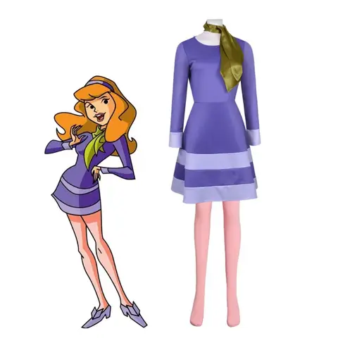 Hot Scoobys Doo Disguise Daphne Blake Cosplay Clothing Headband Cartoon Costume Women Role Play Fancy Dress Up Party Clothes