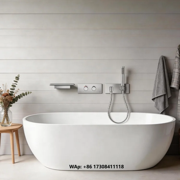 Wall Mounted Thermostatic  Metal Bathtub Waterfall Water Bathroom Brass Rain Concealed Mixer Shower Faucet Set