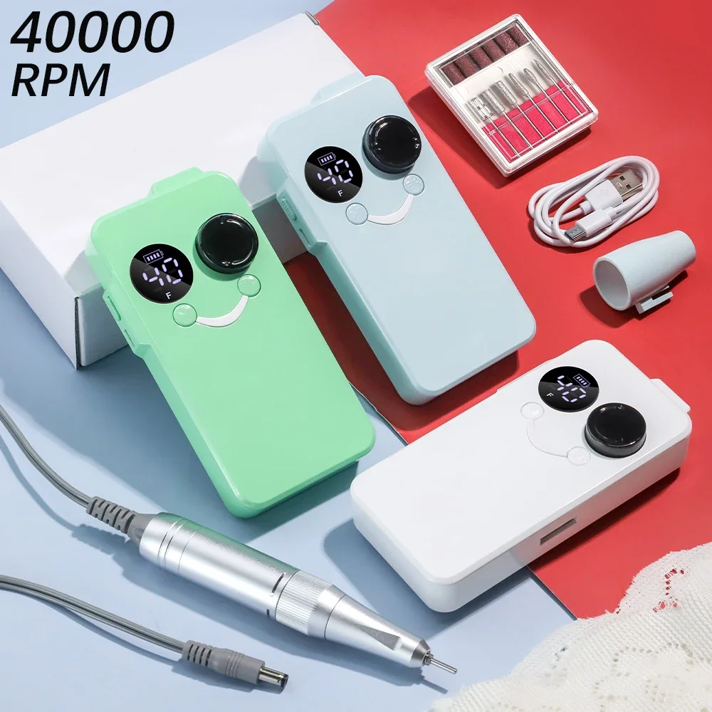 

40000RPM Nail Drill Professional Cordless Electric Nail Drill Machine Rechargeable Portable Acrylic Gel Grinder Tools