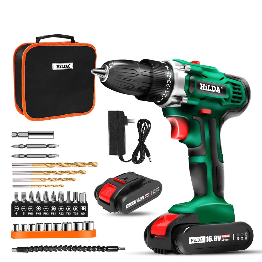

16.8V power tool rechargeable drill lithium electric drill household pistol drill hand electric drill electric screwdriver