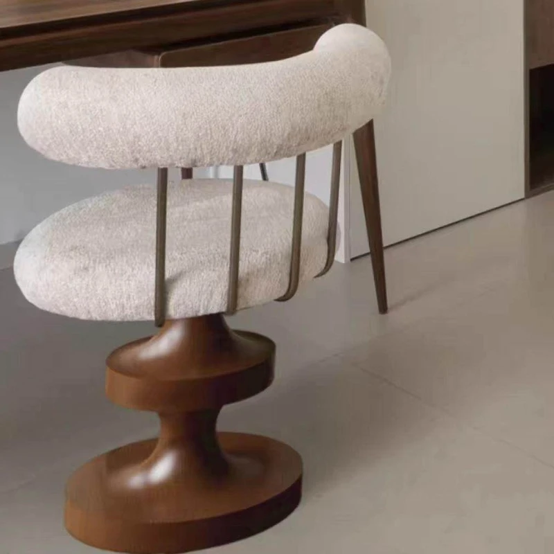 

Simple makeup dressing stool, rotating desk chair, French retro solid wood fabric dining chair negotiation chair