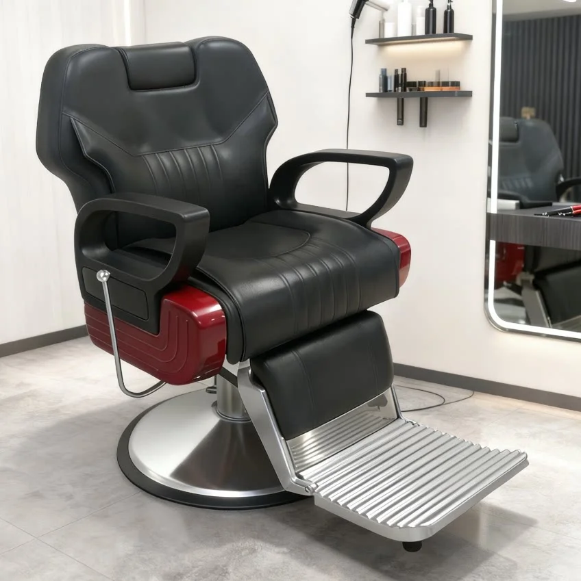 &c Kaiselong Beauty Salon Barber Chair Black Vintage Lifting Adjustable Material Leather Seat Professional Living Room Hospital