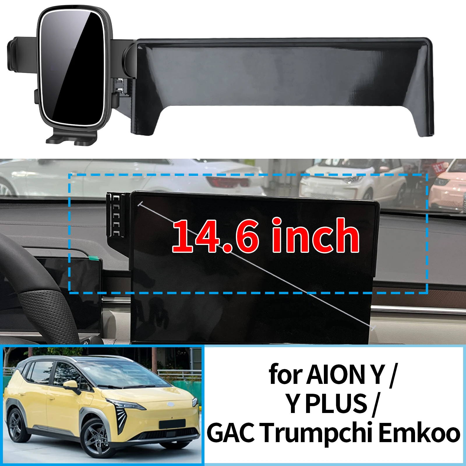 

for AION Y/Y PLUS/GAC Trumpchi Emkoo 14.6 inches LHD Stable Clip-On Phone Holder​​ Mount Screen Base No Vibration​ accessoires