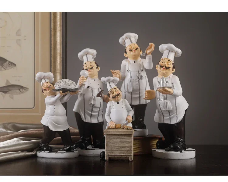 Creative resin cook kitchener chefs decoration fashion chef decor bar showcase restaurant cafe cake shop display figure statue