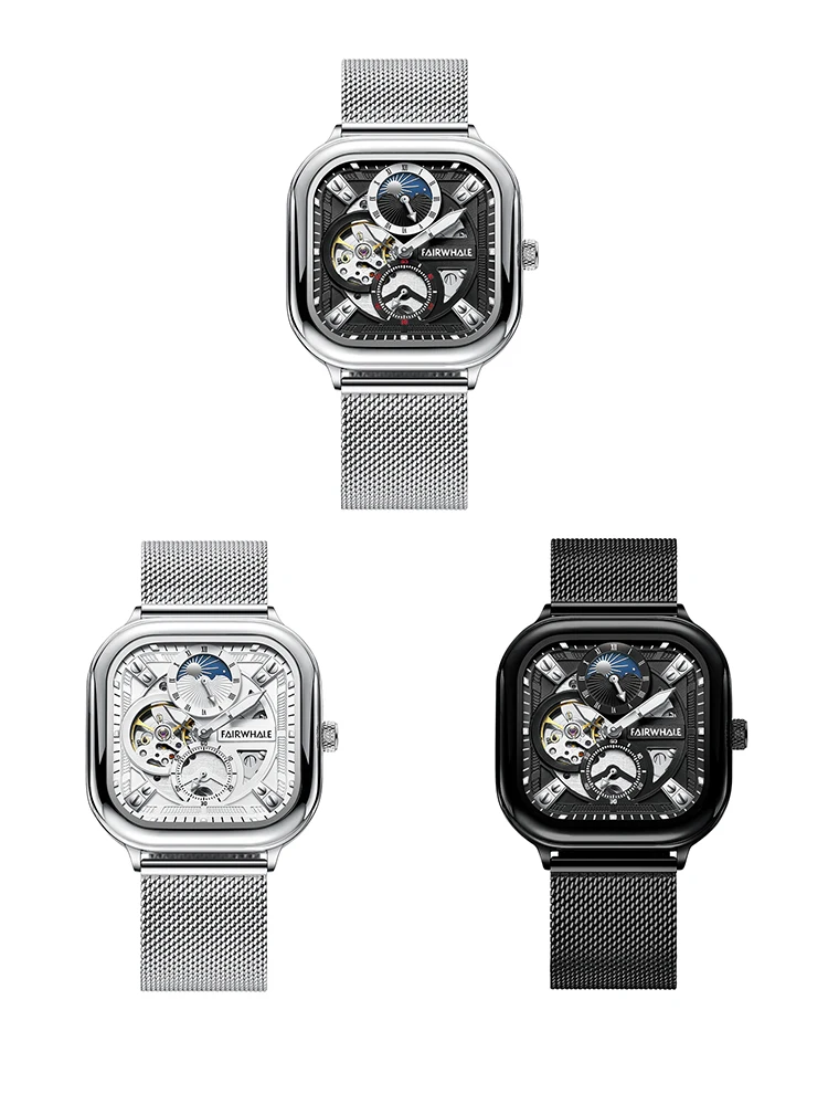 

Men's Automatic Watch Elegant Man Watches Install Automatic mechanical Movement Men Transparent back cover Shipping Free Watch