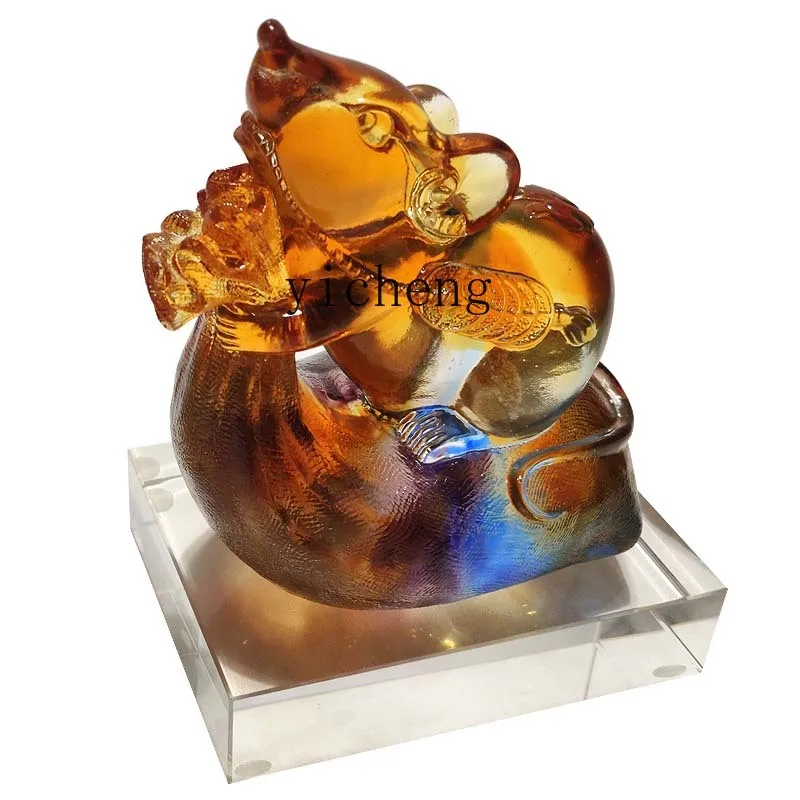 XL المزجج زخرفة صغيرة الماوس زودياك التميمة غرفة المعيشة مدخل الديكور الحرف اليدوية