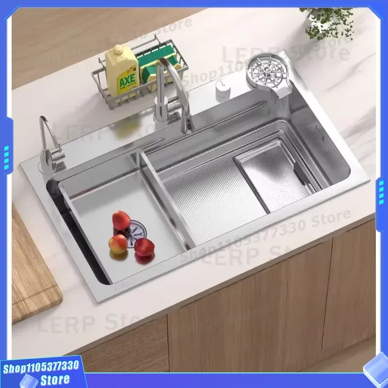 Modern Large Single Bowl Kitchen Sink 304 Stainless Steel Handcrafted Undermount Silver Uncoated Easy Clean Food Grade