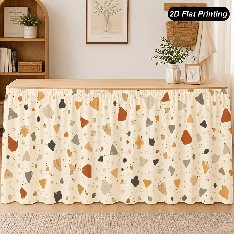 One piece of tablecloth with marble-patterned crushed stone fabric skirt, perfect for decorating the kitchen at home