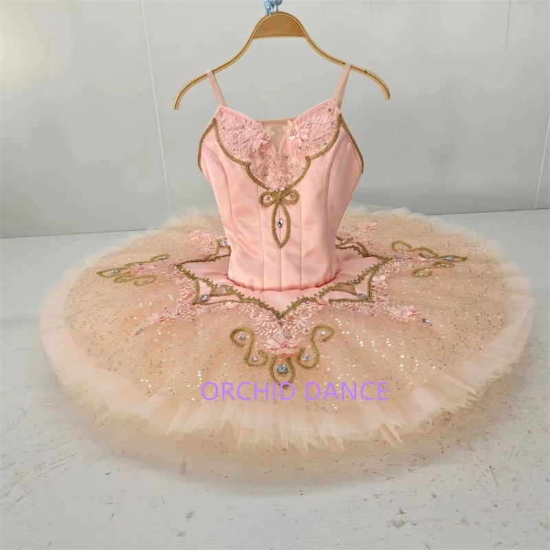 

high quality hot sell Unique Design Kids Girls Children Women Adult Performance Wear Gold Pink Ballet Tutu Costumes
